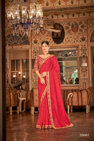 Red sequin Saree