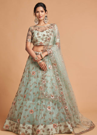 Sky Blue Color Lehenga Choli