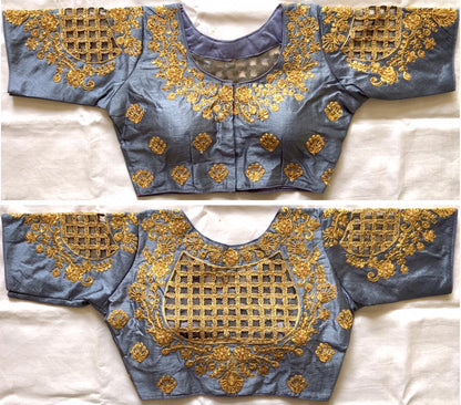 Grey color phantom silk blouse for women