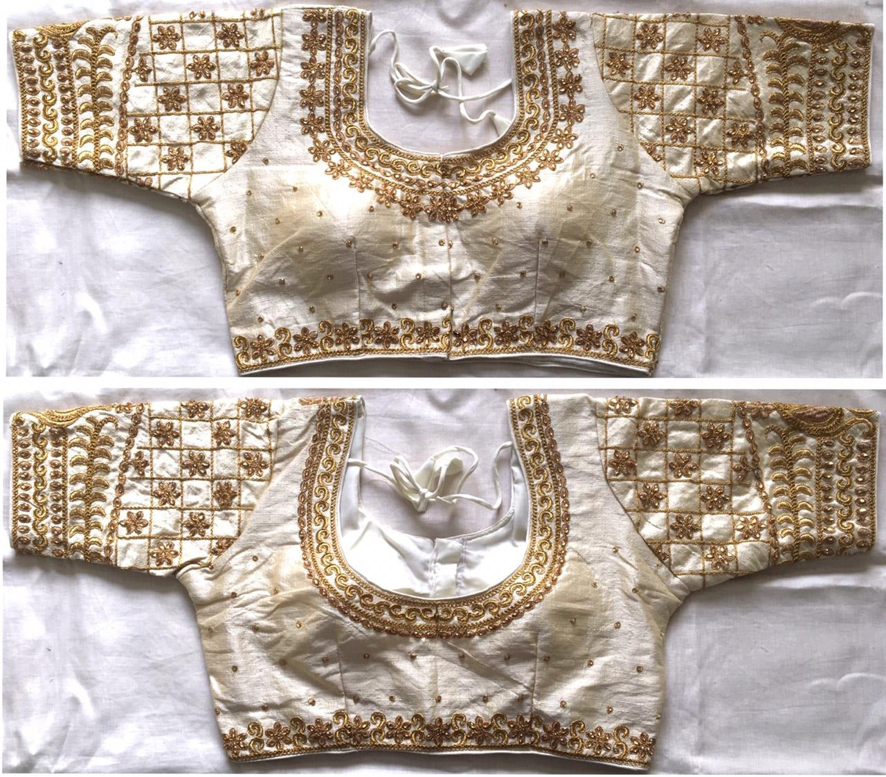 White color silk coding work blouse for women