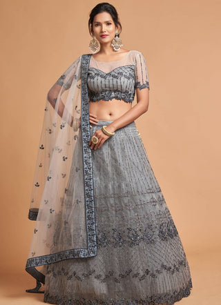 Grey Lehenga with Matching Dupatta