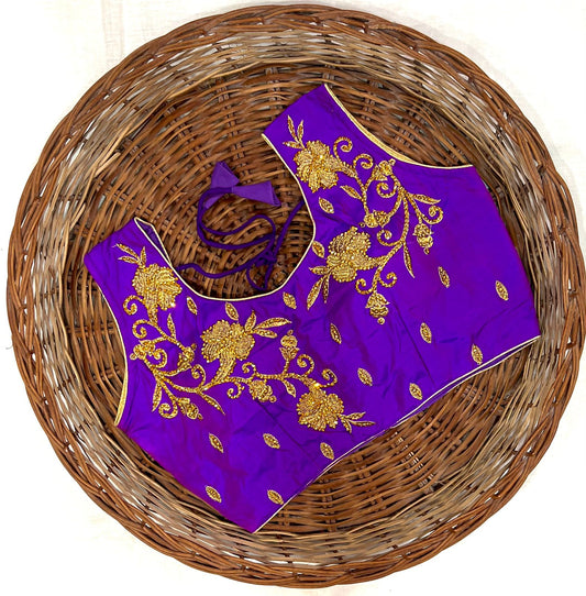 Purple color silk sarees blouse 