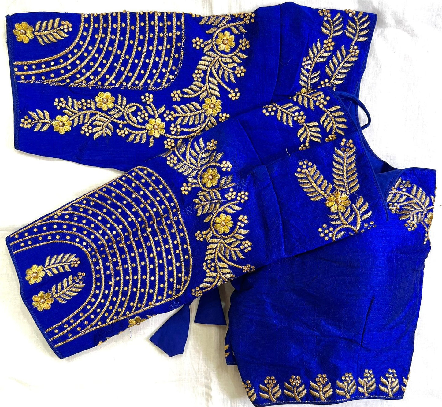 Blue color phantom silk blouse for wedding
