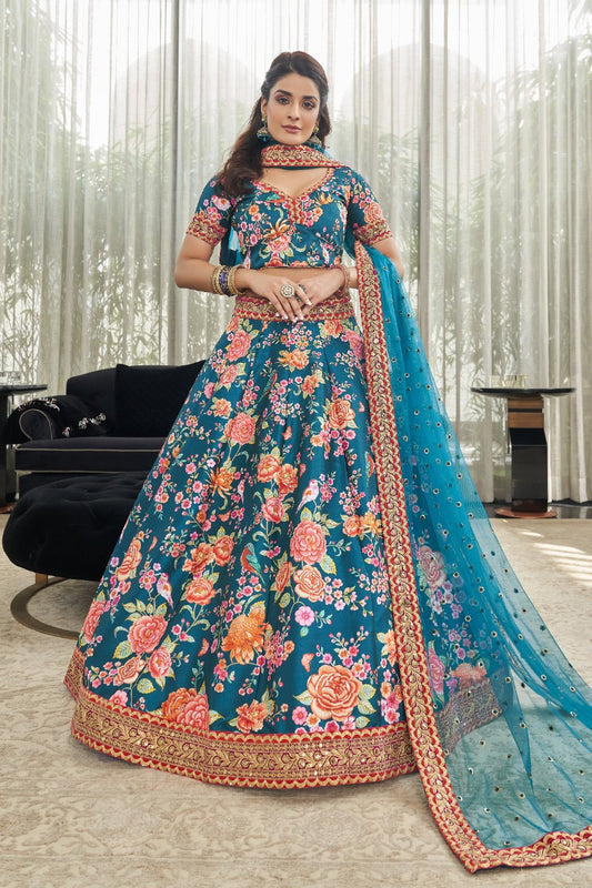 Teal Blue Lehenga combination