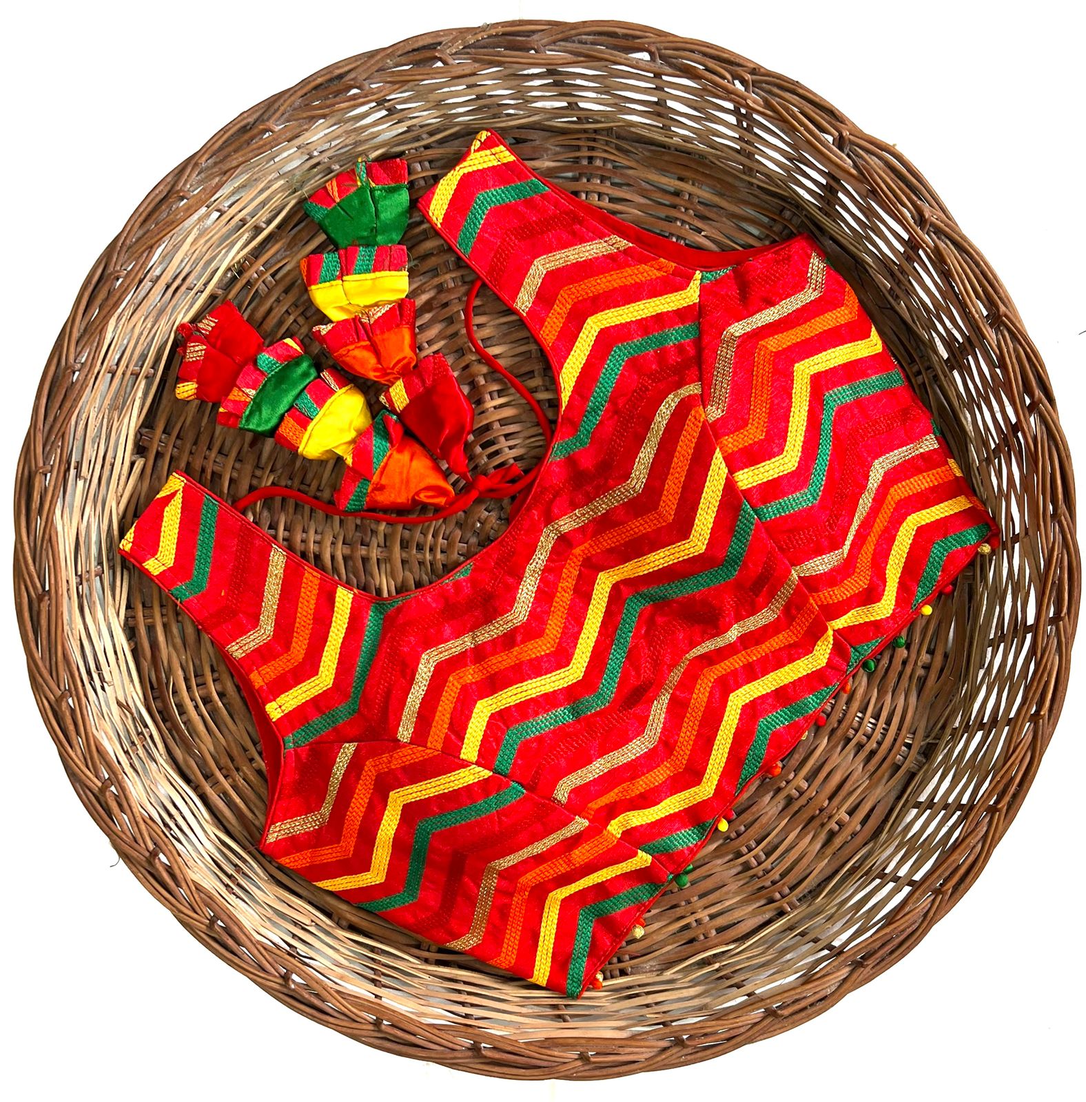 Red color silk blouse for women 