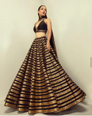 Black kasturi silk lehenga choli for wedding wear images