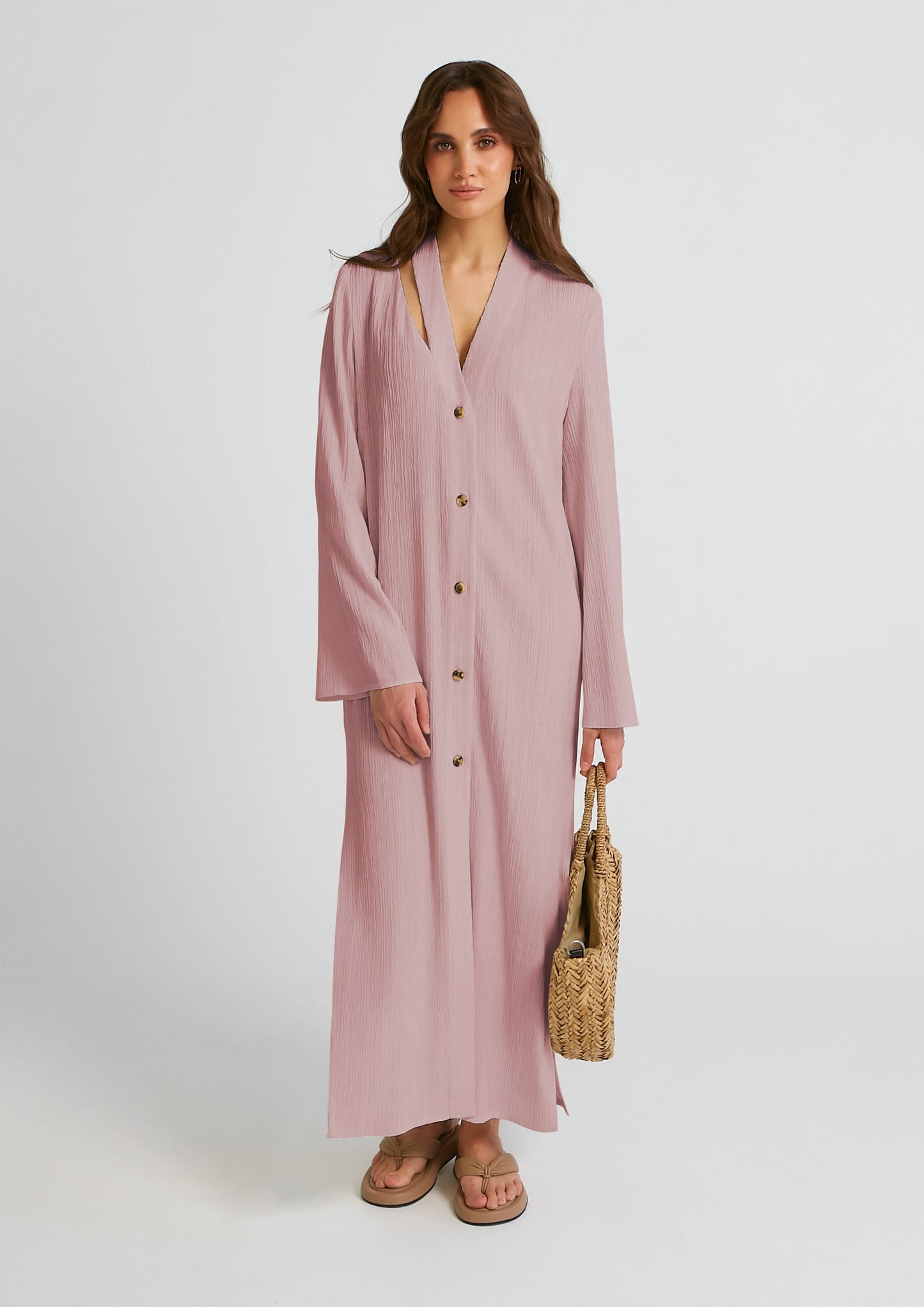 Pink color long stylish caftan