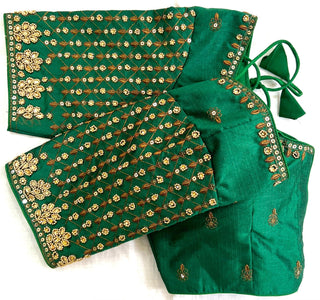 heavy shining silk Green Blouse For Saree