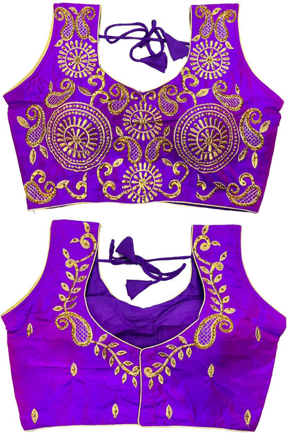 Purple color silk hand work blouse