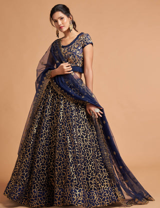 Navy Blue Lehenga for Wedding