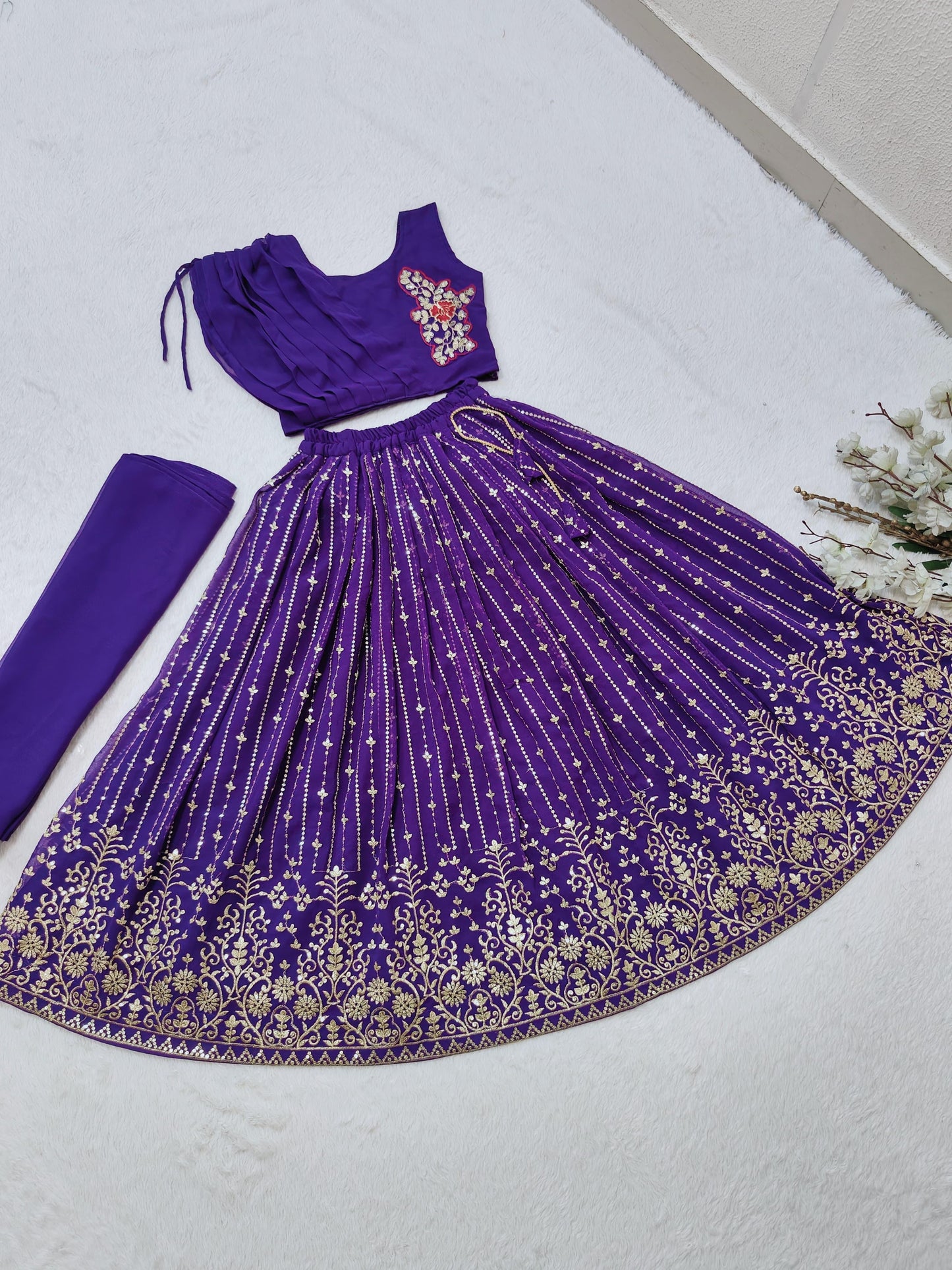 Purple color georgette lehenga choli for girls images
