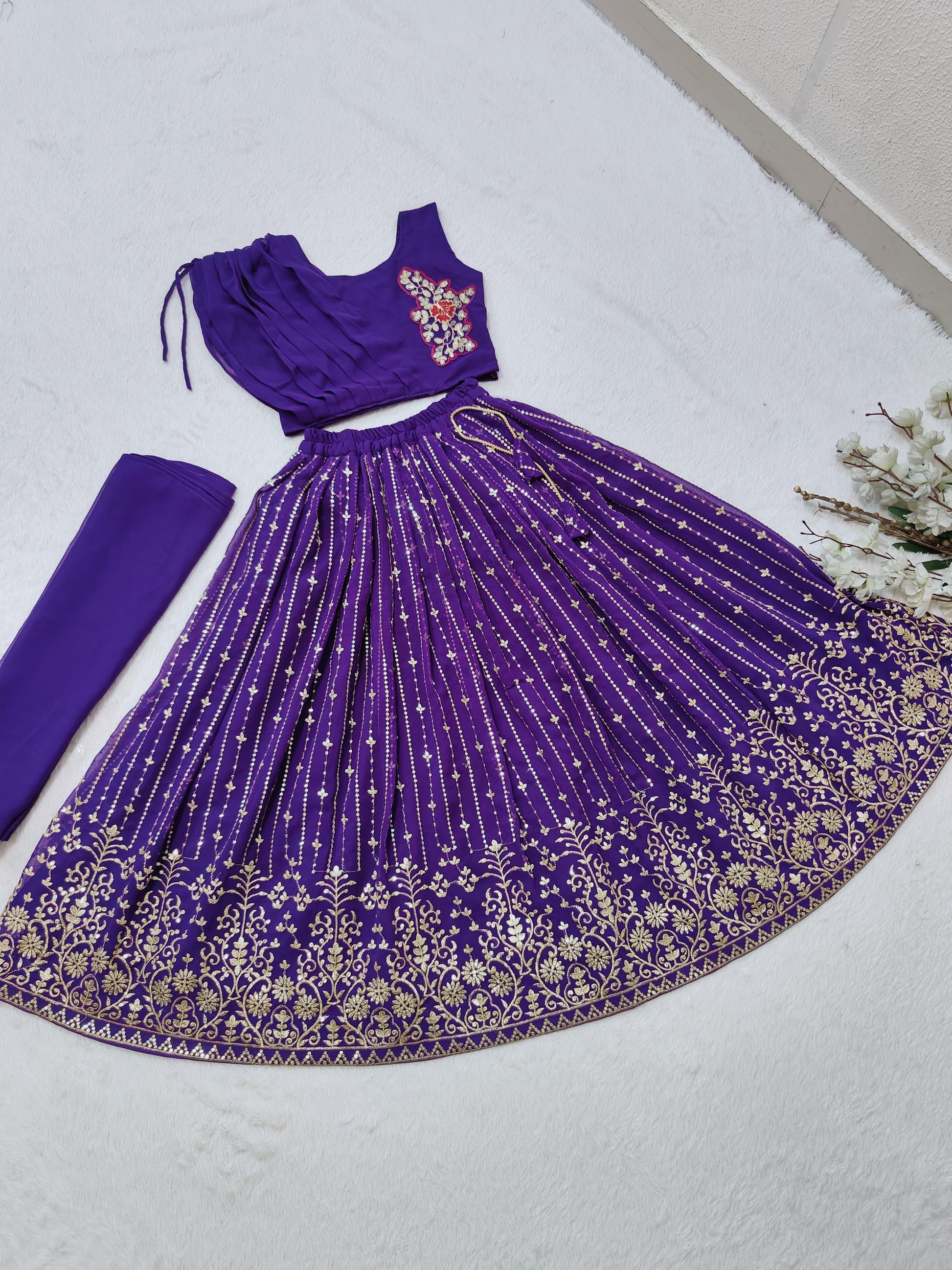 Purple color georgette lehenga choli for girls images
