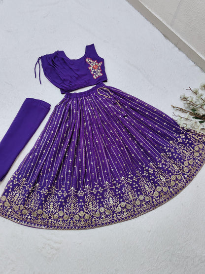 Purple color georgette lehenga choli for girls images
