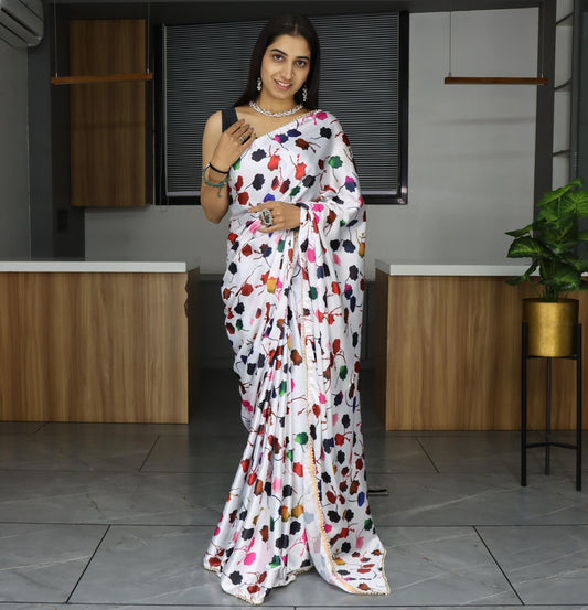 Japan satin Saree with Digital print
