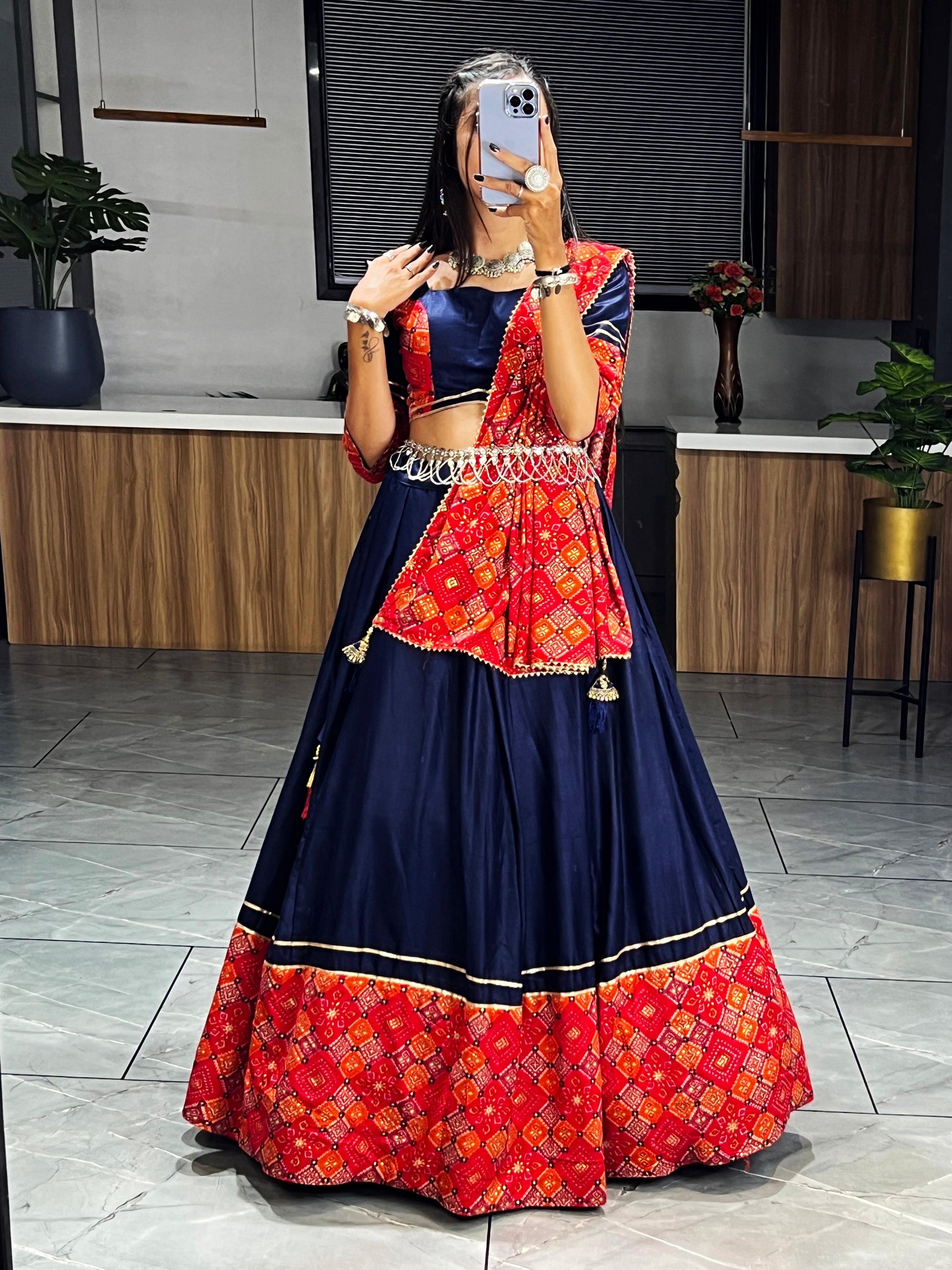 navy blue garba dress Slaying in Royal Blue Outfits for Navratri 2024