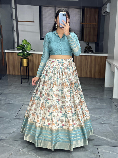 Firozi Colour Lehenga Combination
