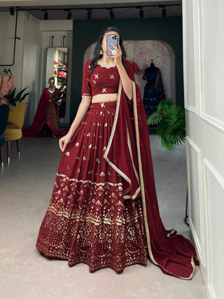 Maroon georgette lehenga with price