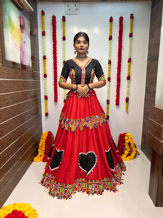 Red cotton silk lehenga choli in USA