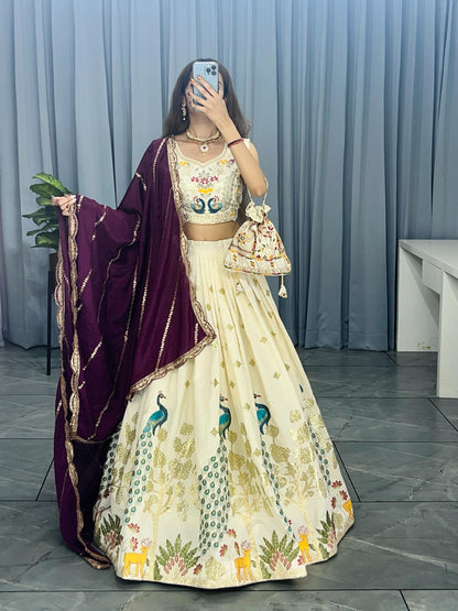 Wine color cotton lehenga choli for women
