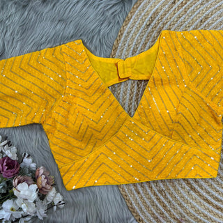 Heavy fox georgette Yellow blouse designs