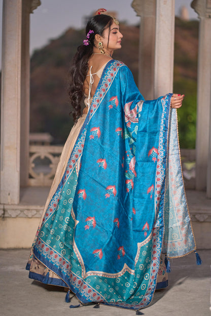 Cream color manipuri silk lehenga choli images