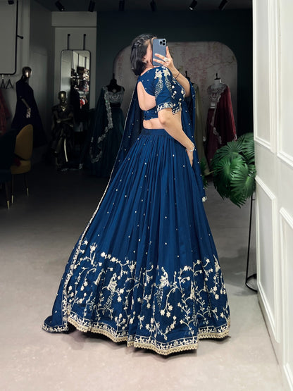 Firozi color vichitra silk lehenga choli with dupatta price