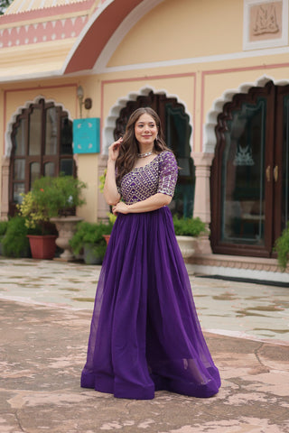 Purple Gown With Sleeve