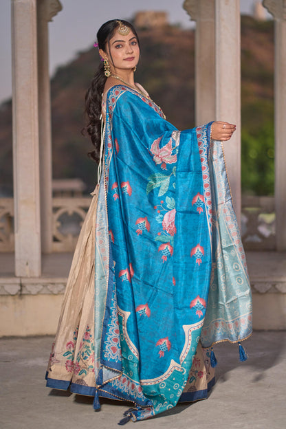 Cream color manipuri silk lehenga choli online