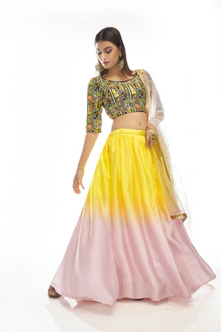 Multicolor tapeta velvet lehenga choli online