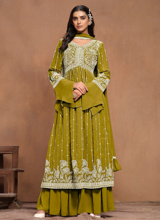 Mehendi georgette sharara suit