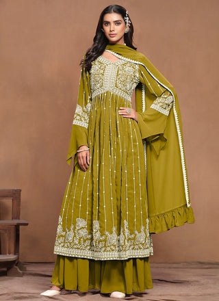 Mehendi sharara suit with dupatta