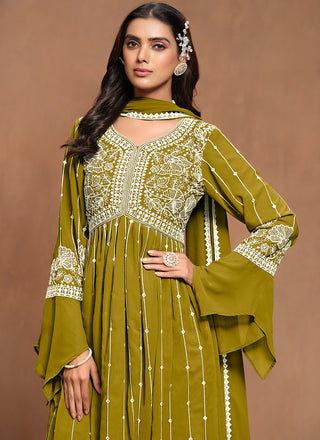 Sequins work mehendi sharara suit price