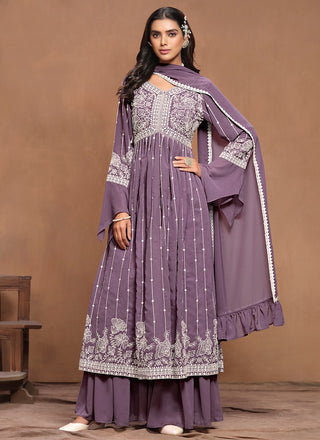 Purple georgette sharara suit with dupatta price
