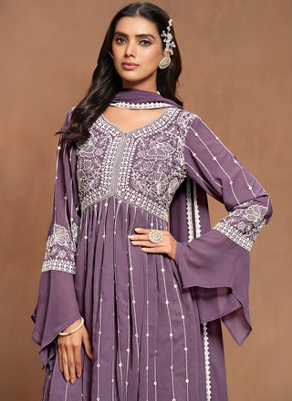 Purple sharara suit for women