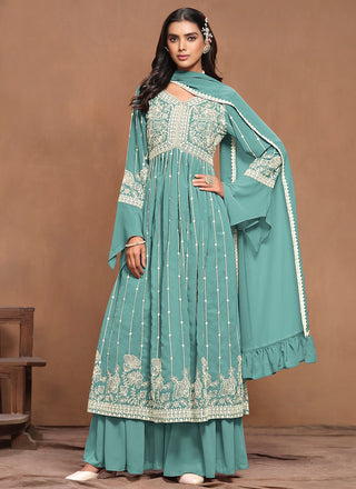 Women turquoise color georgette salwar suit
