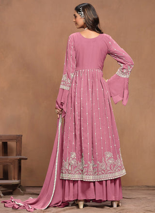 pink color party wear sharara suit