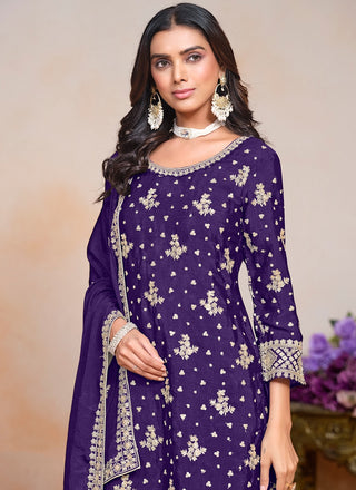 Fancy stylish purple color sharara suit for women