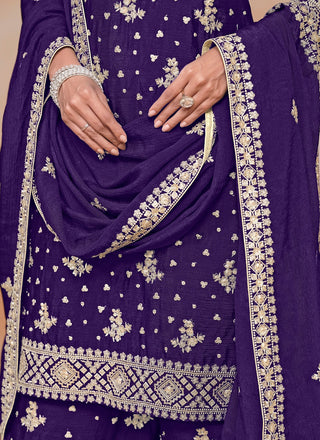 Designer purple sequins work sharara suit online shopping