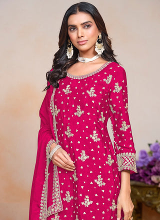 Pink color sequins work salwar suit with dupatta online