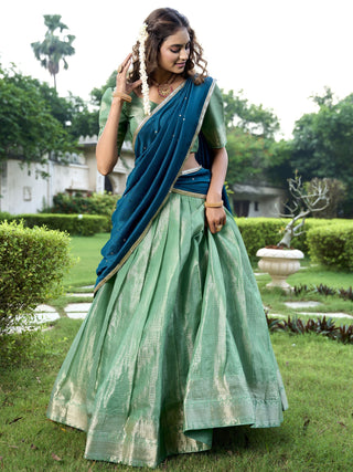 Pista color traditional lehenga choli with dupatta