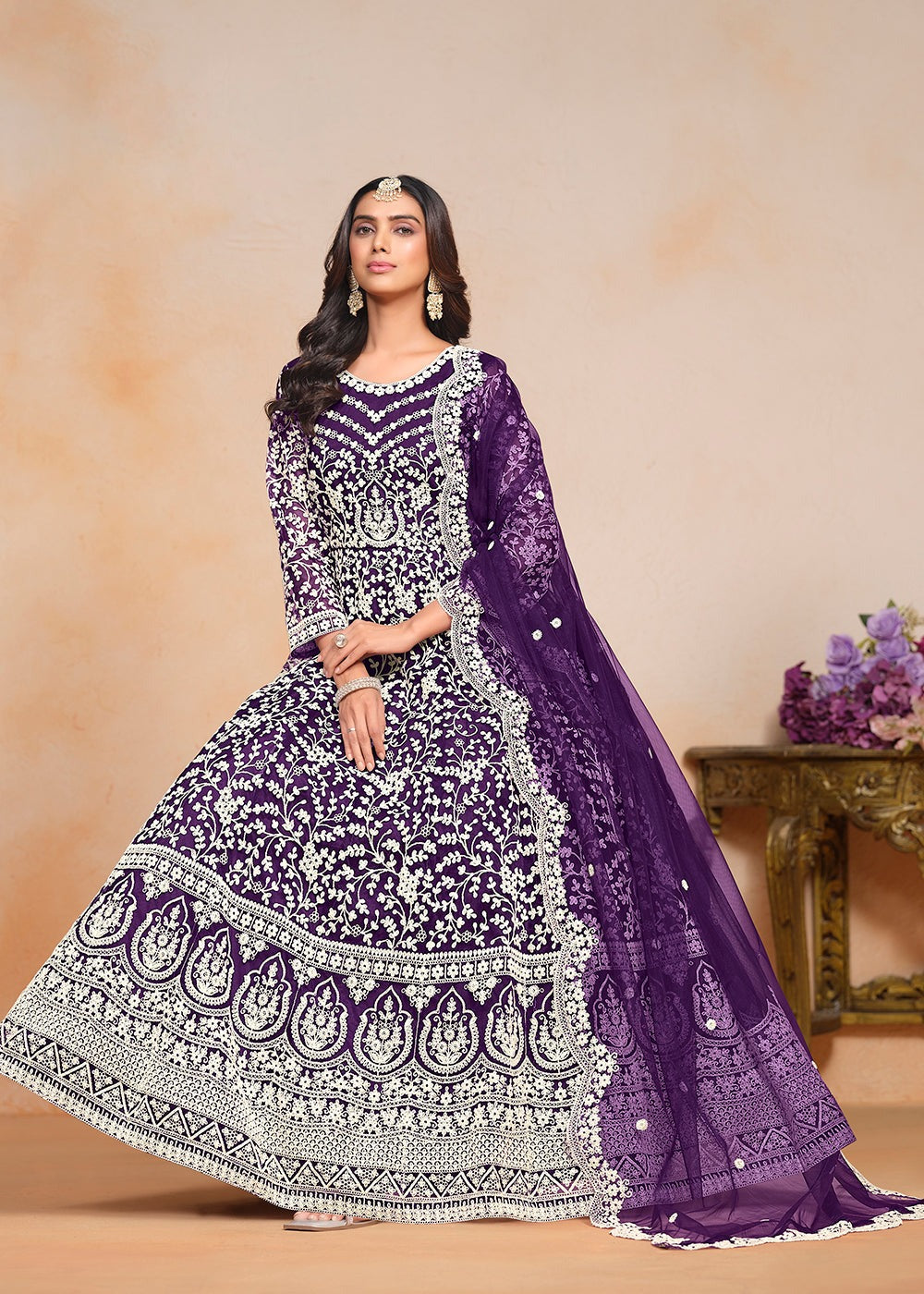 Ready To Wear Purple Net Gown For Engagement Function Ragthm Ready To Wear Purple Net Gown For Engagement Function Ragthm