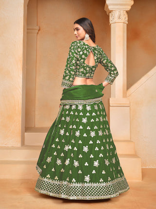 Mehendi color organza lehenga choli  price