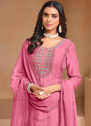 Fancy pink color chiffon organza kurtis price