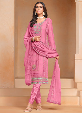 Light pink color chiffon organza kurti for women
