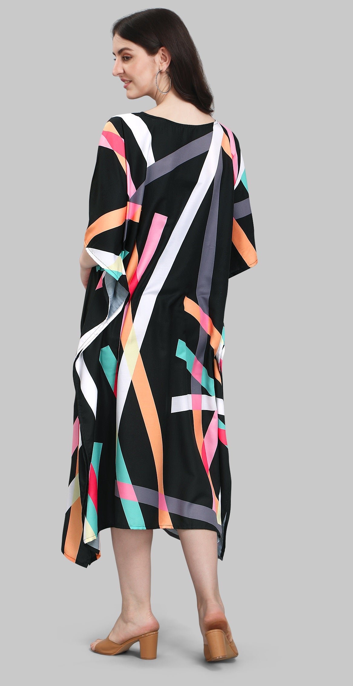 Multi color poly rayon caftan with online