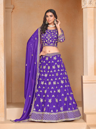 Purple color organza lehenga choli