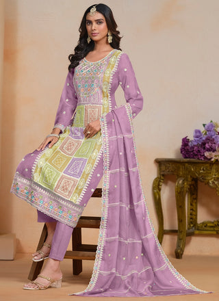 Lavender Colour Suit Party Wear
