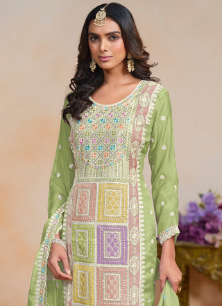 Pista organza salwar suit with dupatta online shopping