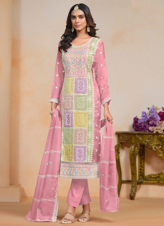 Light pink color organza salwar suit for women
