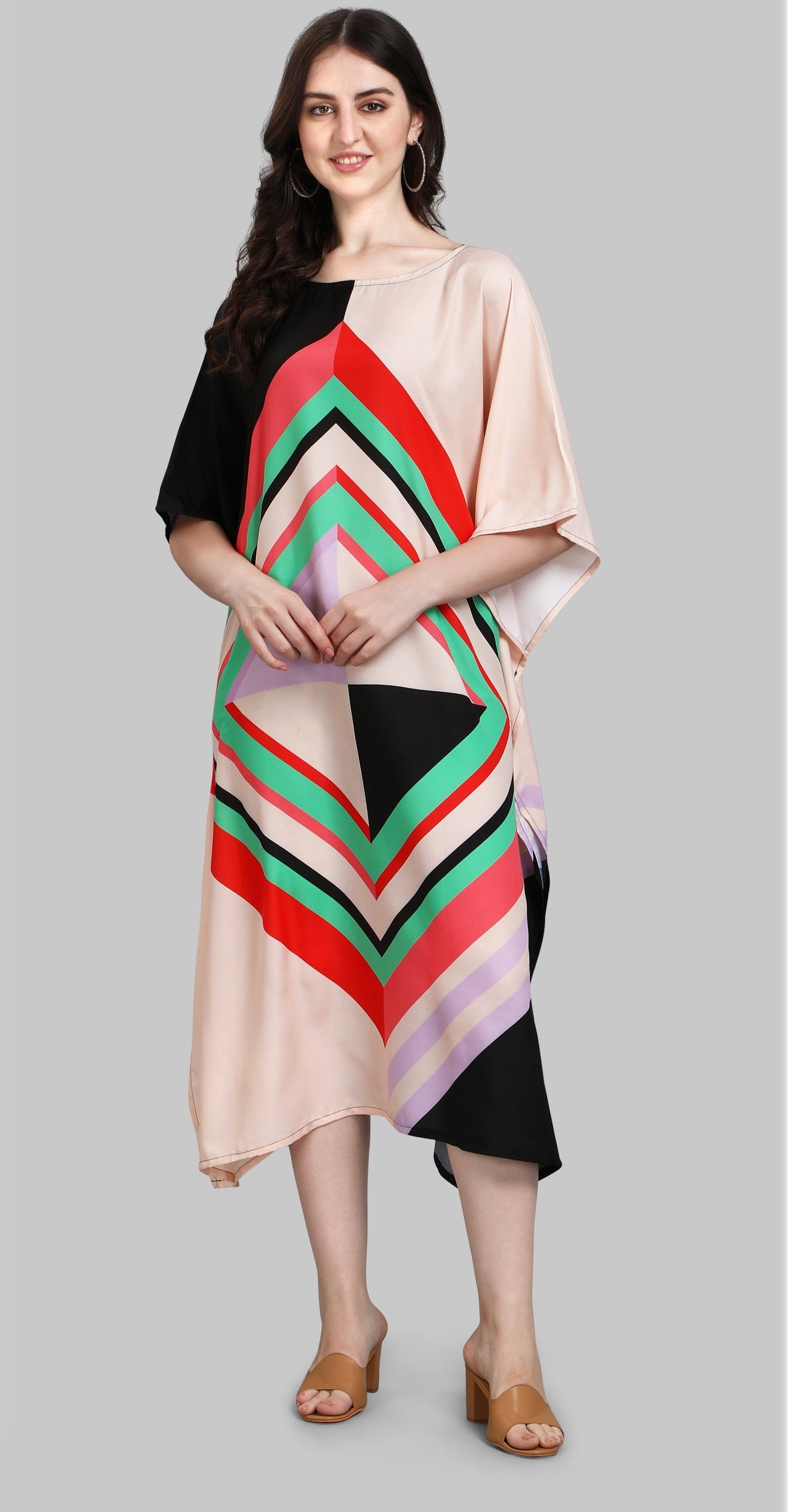 Multi color poly rayon kaftan for women